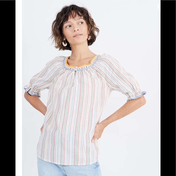Madewell Tops - Madewell Crochet Peasant Top  Size S